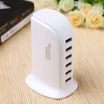 853L 30W Caricabatteria intelligente dock a ricarica rapida USB a 6 porte AC100-240V (bianco)