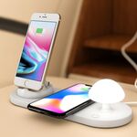 HQ-UD11 10W 4 in 1 Caricabatterie wireless veloce del telefono cellulare con luce a LED di funghi e supporto per telefono, lunghezza: 1,2 m (bianco)