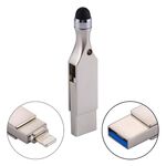 RQW-10E Unità flash USB 2.0 e 8 pin da 16 GB 2 in 1 con penna stilo, per iPhone e iPad e iPod e la maggior parte degli smartphone Android e computer PC