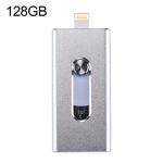 RQW-02 3 in 1 USB 2.0 e 8 pin e micro USB da 128 GB, RQW-02 Unità flash 3 in 1 USB 2.0 e 8 pin e micro USB da 128 GB (argento)