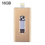 RQW-02 3 in 1 USB 2.0 e 8 PIN & Micro USB 16 GB flash, RQW-02 Unità flash 3 in 1 USB 2.0 e 8 pin e micro USB da 16 GB (oro)