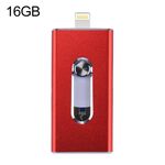 RQW-02 3 in 1 USB 2.0 e 8 PIN & Micro USB 16 GB flash, RQW-02 Unità flash 3 in 1 USB 2.0 e 8 pin e micro USB da 16 GB (rosso)