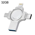 RQW-11S 4 in 1 USB 2.0 e 8 pin e Micro USB e USB-C / Type-C 32 GB Flash Drive, Unità flash RQW-11S 4 in 1 USB 2.0 e 8 pin e Micro USB e USB-C / Tipo-C da 32 GB
