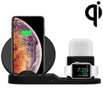 Supporto per caricabatterie wireless veloce N30 3 in 1 per smartphone standard Qi, iWatch e AirPods (nero)