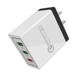 AR-QC-03 Caricabatteria da viaggio per caricabatterie rapido a 3 porte USB 2.1A, spina americana (nero)