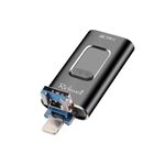 Richwell 3 in 1 16G Type-C + 8 pin + USB 3.0 disco flash push-pull in metallo con funzione OTG (nero)