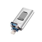 Richwell 3 in 1 64G Type-C + 8 pin + USB 3.0 disco flash push-pull in metallo con funzione OTG (argento)