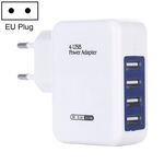 HT-CD03 Caricatore da viaggio caricatore da muro USB a 4 porte da 15,5 W 5 V 3,1 A, spina europea (bianco)