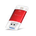 Richwell 3 in 1 32G Type-C + 8 pin + USB 3.0 doppia copertura in metallo disco flash push-pull con funzione OTG (rosso)