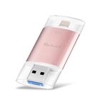 Richwell 3 in 1 32G Type-C + 8 pin + USB 3.0 doppia copertura in metallo disco flash push-pull con funzione OTG (oro rosa)