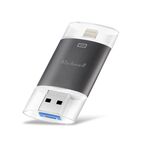 Richwell 3 in 1 16G Type-C + 8 pin + USB 3.0 doppia copertura in metallo disco flash push-pull con funzione OTG (nero)