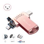 Richwell 3 in 1 32G Type-C + Micro USB + USB 3.0 Metal Flash Disk con funzione OTG (oro rosa)