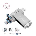 Richwell 3 in 1 32G Type-C + Micro USB + USB 3.0 Metal Flash Disk con funzione OTG (Argento)