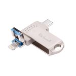 Richwell 16G Type-C + 8 pin + USB 3.0 Metal Flash Disk con funzione OTG (argento)