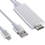 Cavo adattatore HDTV da 8 pin a HDMI con cavo di ricarica USB (argento)