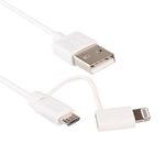 1m MFI 2 in 1 8 pin + micro USB 2.0 Maschio a USB Sincronizzazione dei dati Cavo di ricarica (bianco)