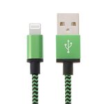 2M Stile tessuto 8 PIN a USB Sync Data / Cavo di ricarica (verde)
