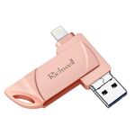 Richwell DXZ64 USB Flash Disk 64G 3 in 1 Micro USB + 8 pin + USB 3.0 compatibile IPhone e IOS (oro rosa)