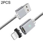 2 PCS Esager Smartphone Ricarica rapida e trasmissione automatica Cavo magnetico con testa magnetica a 8 pin, lunghezza cavo: 1m (argento)