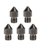 5 pezzi/confezione 1,75/0,3 mm MK8 ugello in acciaio temprato resistente alle alte temperature per stampante 3D estrusore hotend
