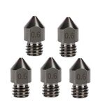 5 pezzi/confezione 1,75/0,6 mm MK8 ugello in acciaio temprato resistente alle alte temperature per stampante 3D estrusore hotend
