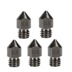 5 pezzi/confezione 1,75/0,8 mm MK8 ugello in acciaio temprato resistente alle alte temperature per stampante 3D estrusore hotend