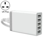 XBX09 40W 5V 8A 5 Porte USB Caricabatterie da viaggio per caricatore rapido, tappo Regno Unito (bianco)