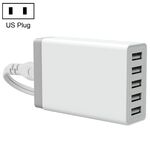 XBX09 40 W 5 V 8A 5 Porte USB Caricabatterie da viaggio per caricatore rapido, spina USB (bianco)