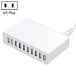 XBX09L 50W 5V 2.4A 10 porte USB Caricabatterie da viaggio per caricatore rapido, spina USB (bianco)