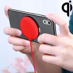 Caricabatterie wireless a ricarica rapida per telefono cellulare a ventosa portatile da 10 W, lunghezza: 1,5 m (rosso)