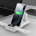 Caricabatterie wireless pieghevole portatile H6 3 in 1 per iPhone + iWatch + AirPods (bianco)
