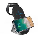 Caricabatterie wireless rapido H18 3 in 1 per iPhone, Apple Watch, AirPods e altri smartphone Android (nero)