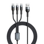 REMAX RC-070TH 1.2m 2A 3 in 1 Cavo di ricarica da USB a 8 pin e USB-C / Type-C e Micro USB (nero)