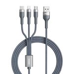 REMAX RC-070TH 1.2m 2A 3 in 1 Cavo di ricarica da USB a 8 pin e USB-C / Type-C e Micro USB (argento)