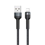 REMAX RC-124i 1M 2.4A USB a 8 pin Lega in alluminio Cavo di ricarica rapida per iPhone, iPad (nero)