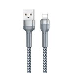 REMAX RC-124i 1M 2.4A USB a 8 pin Lega in alluminio Cavo di ricarica rapida per iPhone, iPad (argento)