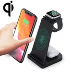 HQ-UD21 3 in 1 orologio pieghevole per telefono cellulare Supporto di ricarica multifunzione Caricabatterie wireless per iPhone e Apple Watch e Airpods (nero)