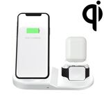 OJD-45 3 in 1 telefono cellulare QI 10W + orologio + porta di ricarica per auricolari a 8 pin Caricabatterie wireless multifunzione per telefoni cellulari e orologi e AirPods 2 (bianco)