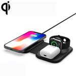 Caricabatterie wireless pieghevole magnetico multifunzione F20 3 in 1 da 15 W per serie iPhone e Apple Watch e AirPods (nero)