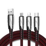 KO51 1.2m 3 in 1 USB a 8 PIN + USB-C / Type-C + Micro USB Cavo di tessuto Squalo USB (nero)