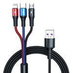 KO61 1.2m 5A 3 in 1 USB a 8 Pin + USB-C / Type-C + Micro USB Round Cavo di ricarica veloce