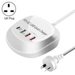 WLX-T3P 4 in 1 PD + QC Multi-Function Smart Caricabatterie USB Fast Charging (Tappo Regno Unito)