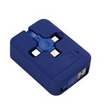 019-1 3 in 1 USB a 8 PIN + Micro USB + USB-C / Type-C Cavo dati telescopico macaron con slot e staffa di stoccaggio, lunghezza del cavo: 1m (blu)