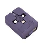 019-1 3 in 1 USB a 8 PIN + Micro USB + USB-C / Type-C Cavo dati telescopico macaron con slot e staffa di stoccaggio, lunghezza cavo: 1m (viola)