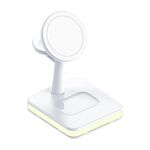 991 3 in 1 15W Induzione elettromagnetica Carica rapida wireless con supporto rotante a 360 gradi (bianco)