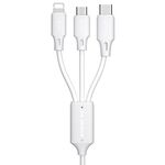WK WDC-103 3A 3 in 1 8 Pin + micro USB + TYPE-C / USB-C Cavo dati di ricarica PRO PRO, lunghezza: 1.15m (bianco)