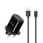 AWEI PD1 20W PD Type-C + QC 3.0 Interfaccia USB caricatore di ricarica veloce caricatore con cavo dati, spina del Regno Unito