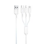 WK WDC-137 3 in 1 USB a micro USB / 8 Pin + USB-C / Type-C 3A Cavo di ricarica veloce (bianco)
