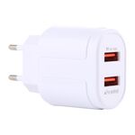 LZ-022 Caricabatteria da viaggio con doppia porta USB 5V 2.4A, spina europea (bianco)
