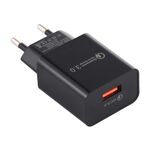LZ-706 Caricatore da viaggio con porta USB singola QC3.0, spina europea (nero)